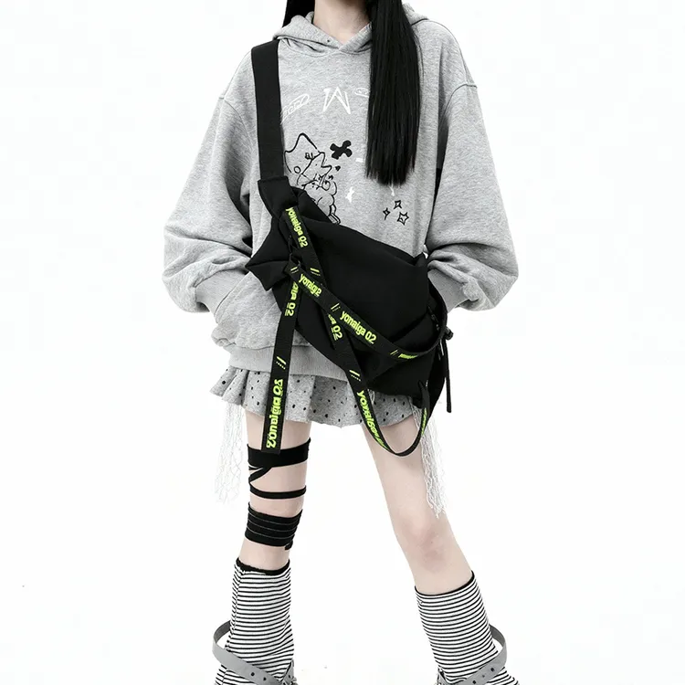 YONAIGA+原创ins潮酷工装运动休闲百搭尼龙骑行男单肩斜挎包包女