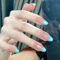 【调色蓝绿法式】纯手工手绘简约干净百搭法式穿戴甲