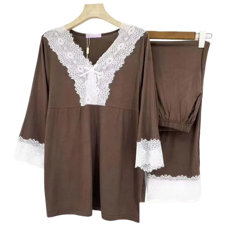 alnawa/爱乐纳瓦套装女士舒适休闲宽松大码蕾丝睡衣家居服时尚