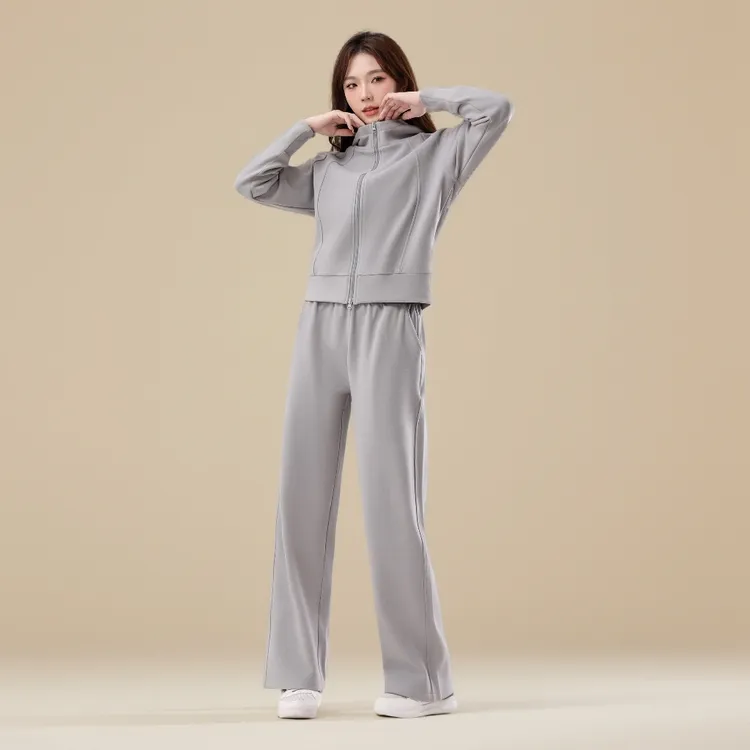 休闲风极简风春秋冬季显瘦宽松莱赛尔腈纶羊绒蚕丝加内里舒适套装