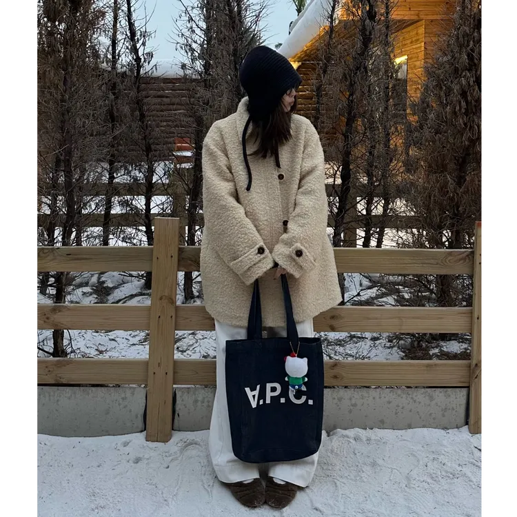 Our2【卷卷羊毛大衣】秋冬设计感中长款黄色毛呢外套【X5943】