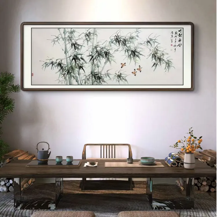 《竹报平安》六尺横幅竹子客厅书法作品国画挂画作品书画直播间