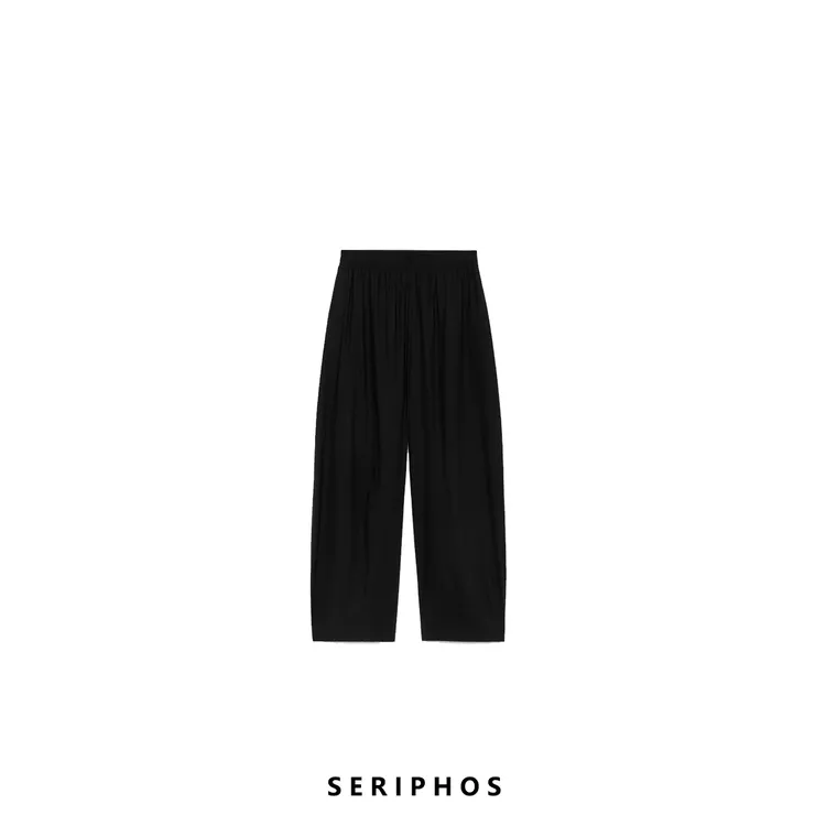 SERIPHOS【与麻】夏季新款欧若风纯亚麻中腰阔腿九分气球裤