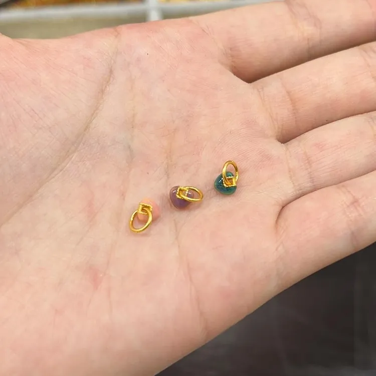 铜合金吊坠 古法烧蓝爱心吊坠女款万能配件手工手链项链diy配饰