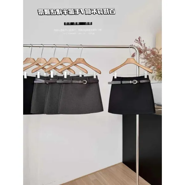 毛呢半身裙秋冬季新款高腰显瘦百搭西装磨毛包臀a字裙子