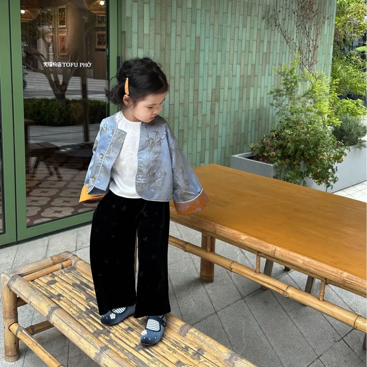 小思家2025年秋季新款女童国风新中式外套衬衫上衣休闲裤套装
