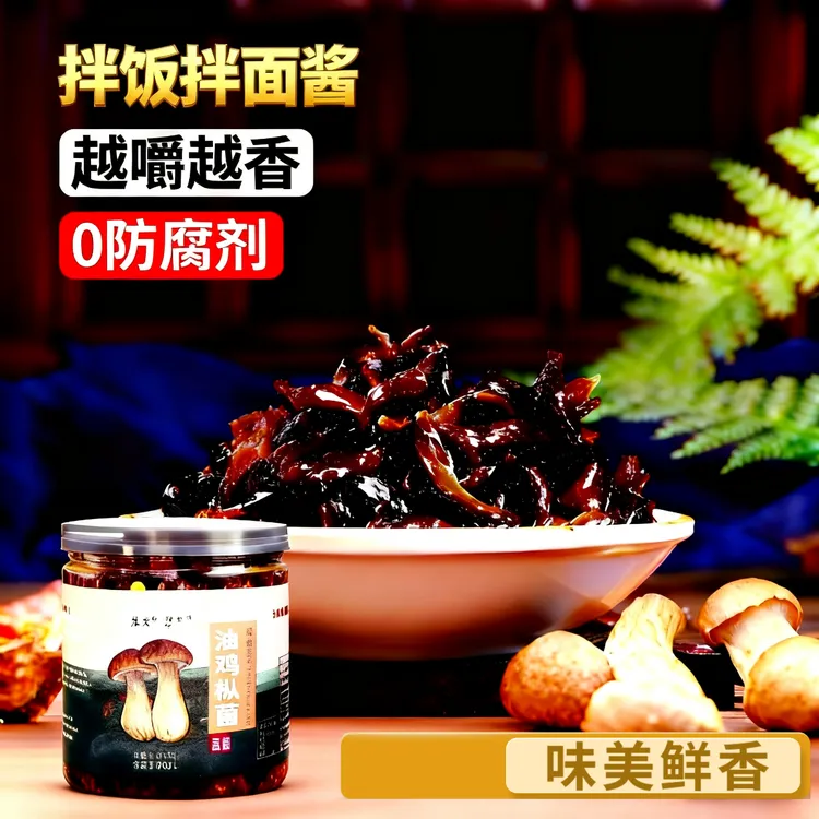 云南鸡枞油菌子500g/200g松茸牛肝菌即食不辣拌下饭酱料蘑菇罐头