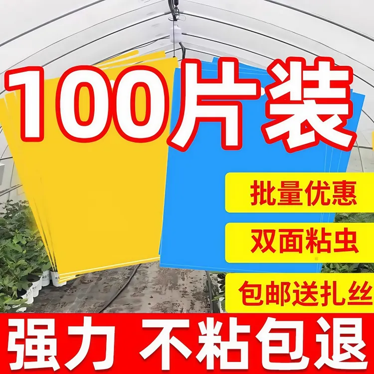 粘虫板黄蓝板双面诱虫板果园沾果蝇针蜂贴蓟马小黑飞大棚茶园花卉