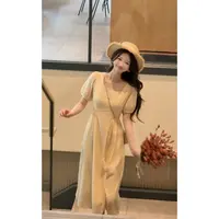 【小雏菊S】法式方领时尚极简连衣裙女温柔风穿搭洋气减龄中长裙