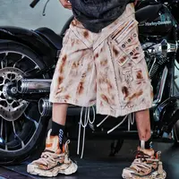 XLUN【灼烧炙热】重磅刺绣洗水做旧涂鸦牛仔拼接裤宽松不规则男女款