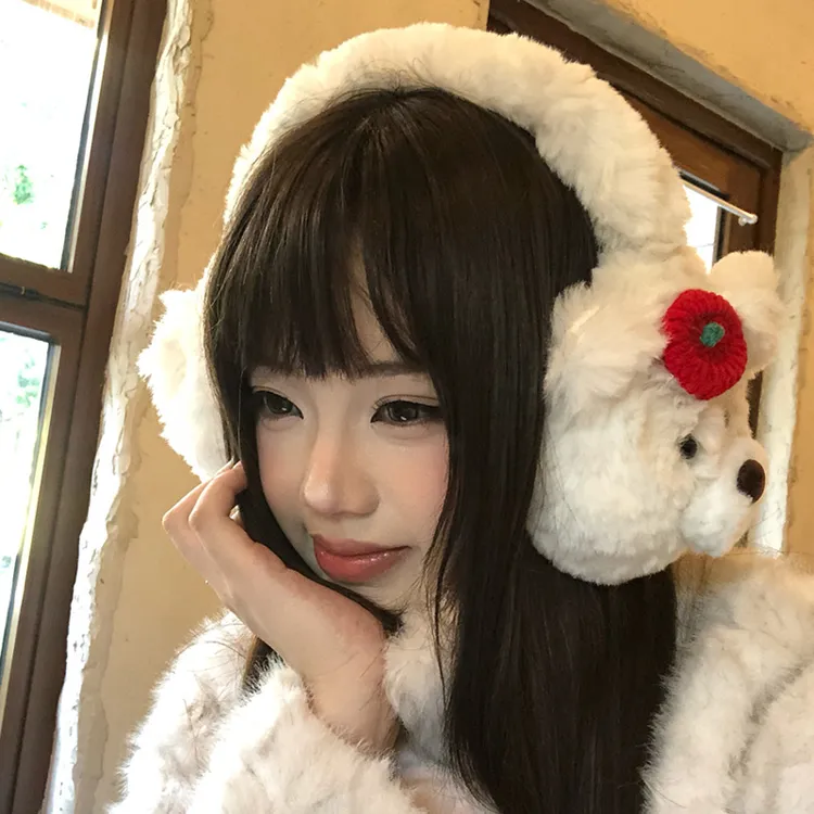 可爱小狗毛绒耳罩女秋冬季毛茸茸加厚保暖耳包耳套骑行防冻耳捂子