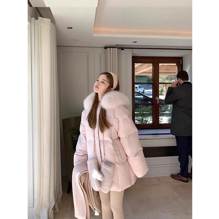 【莫斯科的冬】狐狸毛中长款白鸭绒羽绒服女2025冬季新款外套