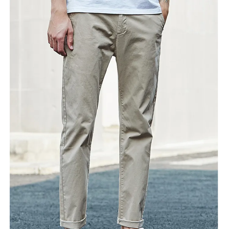菲柯米因休闲裤男士修身直筒长裤夏季薄款百搭纯色时尚宽松裤子潮