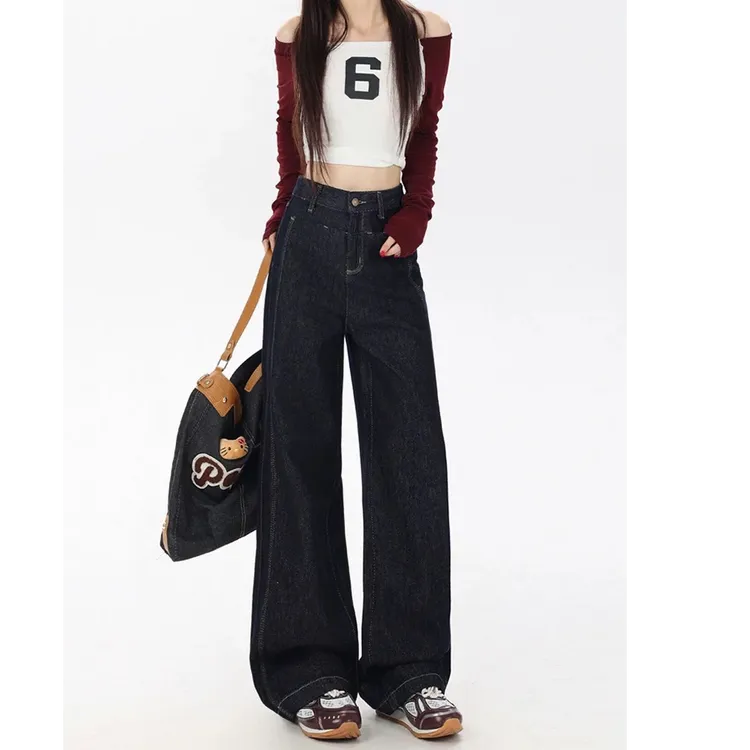 【秋冬高品质+运费险】 丹宁蓝原本色牛仔裤高腰显瘦美式休闲直筒