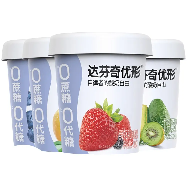 达芬奇优形酸奶无蔗糖低温代糖酸奶大果粒代餐奶*杯多口味