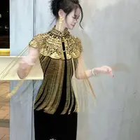 LHMknk1LHMknk1画报夫人同款贵妇流苏珠链高级云肩