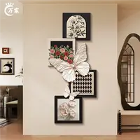 法式中古风入户玄关装饰画玫瑰蝴蝶壁灯客厅挂画复古走廊玄关画