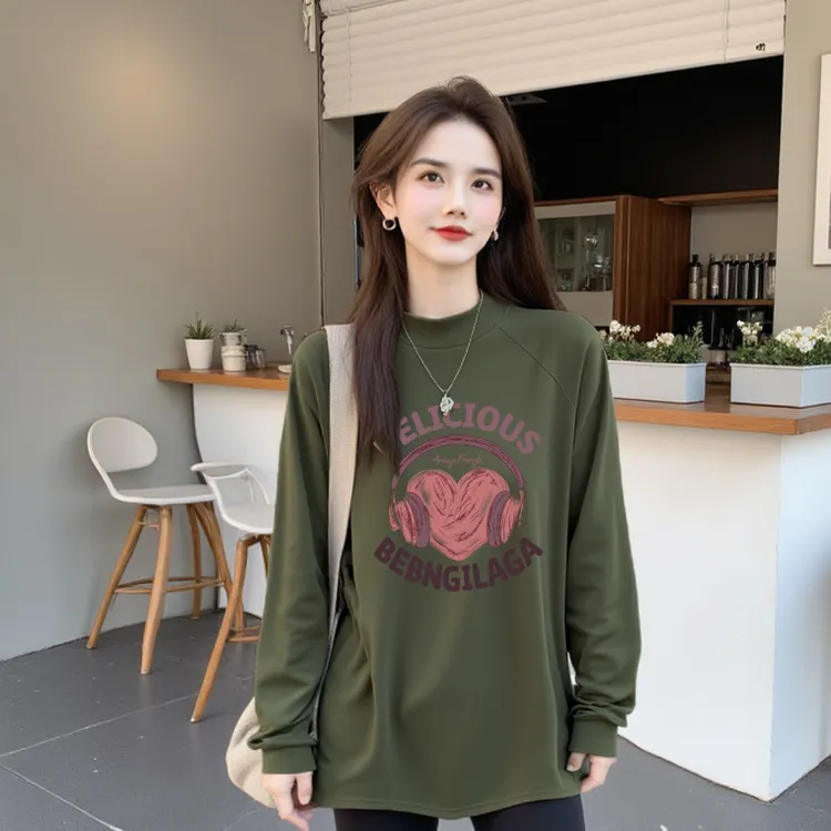 【耳机】保暖双面绒打底单穿卫衣宽松长袖时尚显瘦上衣