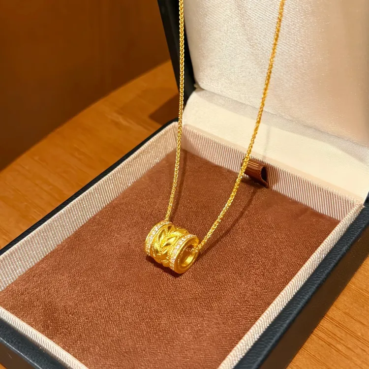 铜合金项链 穗穗平安复古高级满镶路路通时尚吊坠经典