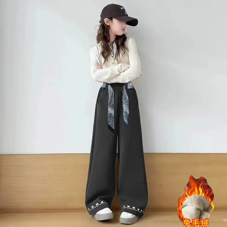 【巨厚仿水貂绒】抗寒-20℃一条过冬女童保暖卫裤冬季时尚印花直筒裤