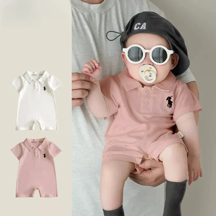 男女宝夏季衣服洋气婴儿连体衣夏天polo衫婴幼儿外出短袖哈衣新款