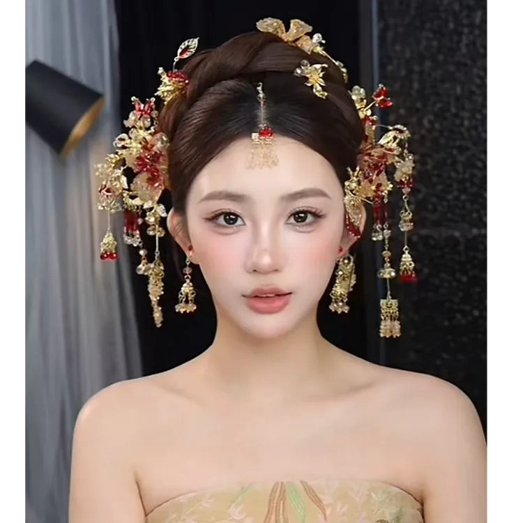 合金婚庆饰品 2025新娘减龄中式百搭重工饰品381
