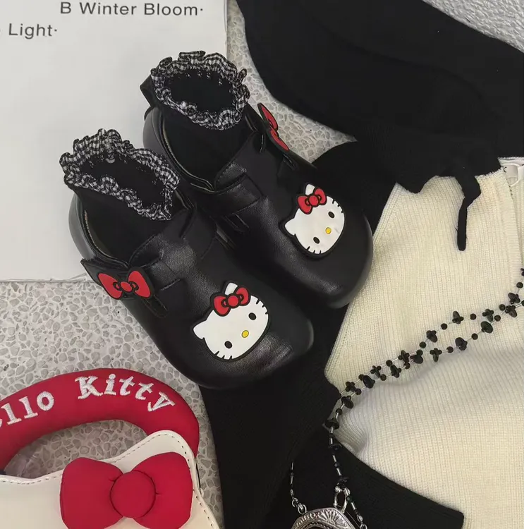 HELLO KITTY/凯蒂猫25秋款女童软底防滑时尚百搭黑色校园小皮鞋