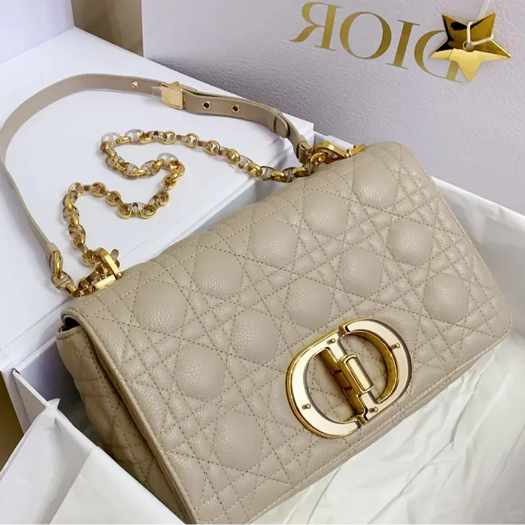 95新 DIOR/迪奥 小花Jerry活动Caro 中号 25.5 奶茶色