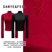 sanye&feel/妍三也【暗黑系带】高领加绒系带修身打底540127YX