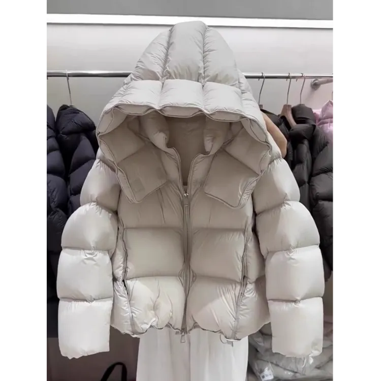 云朵泡芙龟背棉服女冬季2025新款设计感时尚加厚保暖短款连帽外套