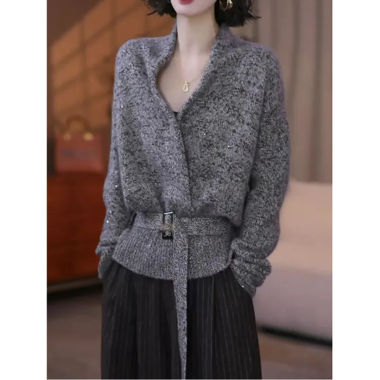 高级感时尚韩版加厚针织衫女2025秋冬新款设计收腰显瘦百搭毛衣衫
