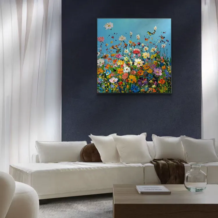 【飞鸟集】1米*1米黄金花路奶油风花海装饰画营造卧室客厅氛围感