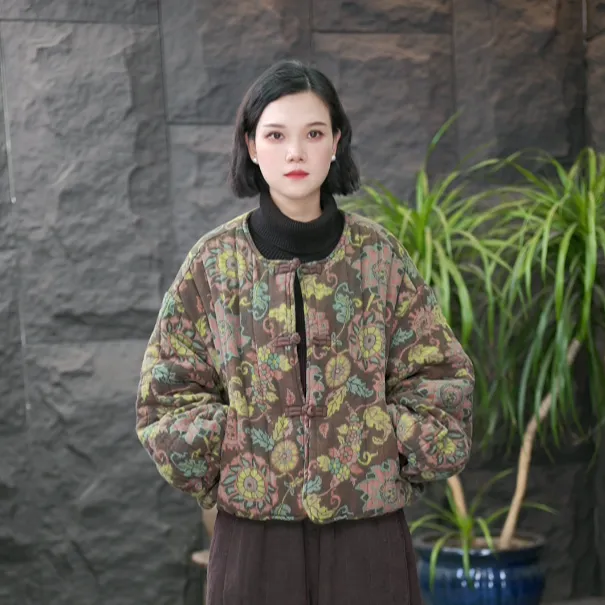 【碎花厚棉衣】FF冬季百搭长袖休闲棉服宽松保暖棉袄厚款印花外套女