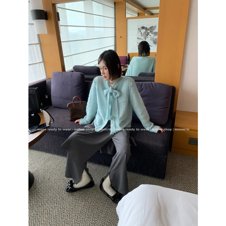 【10.20日 晚20点】MONA 羊毛马海毛 镂空设计针织衫女 O124S21324