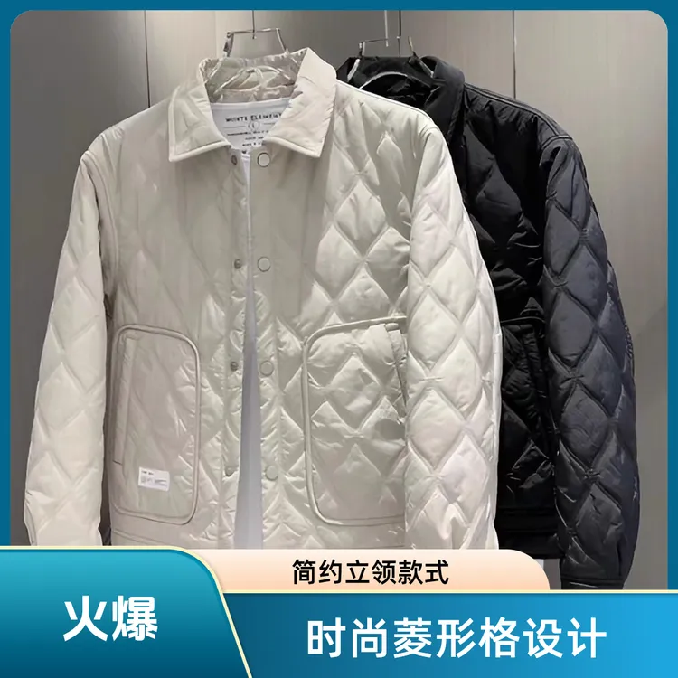 仓石一树秋冬新款时尚翻领男士休闲夹克潮流百搭纯色简约保暖外套