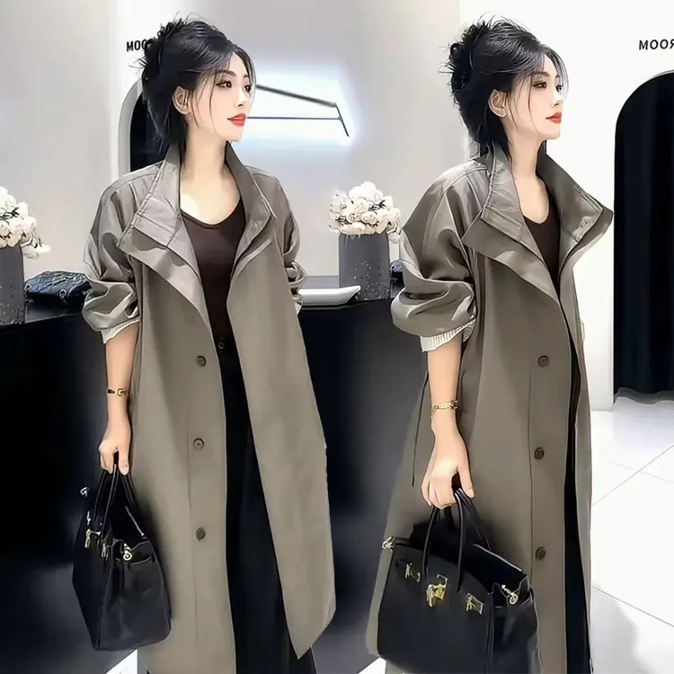 高级感气质百搭中长款风衣外套女2025春秋新款韩版宽松显瘦大衣潮