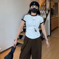 夏季时尚百搭韩版蝴蝶结美式修身显瘦短袖T恤女辣妹圆领短款上衣