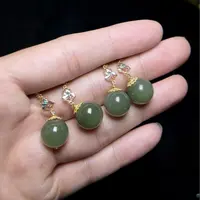 菲菲珠宝好%和田玉圆珠约12mm耳坠%多样性发一