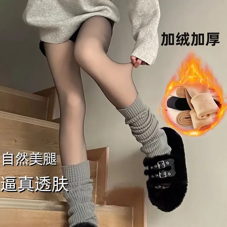 黑色丝袜光腿神器女黑透肤秋冬加绒加厚裸感单层假透肉打底连裤袜