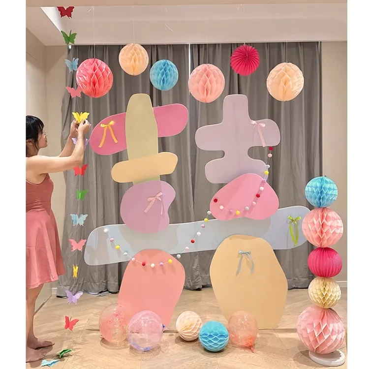 彩色超大喜字KT板结婚婚房布置晨拍照背景道具户外婚礼迎宾