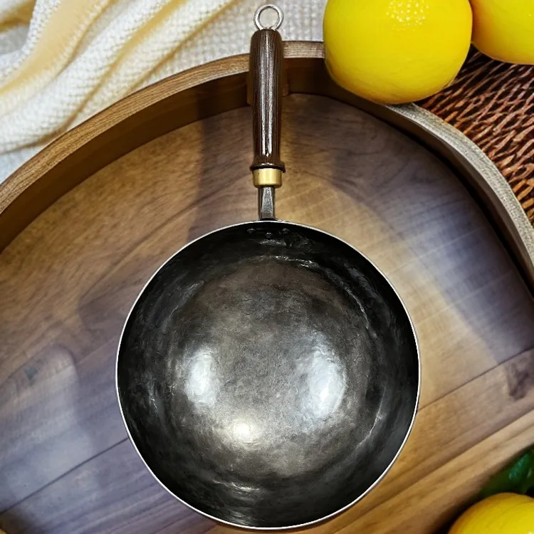 镜面款【圆底炒锅】正宗章丘手工锅 纯手工热段铁炒锅 无涂层不粘锅