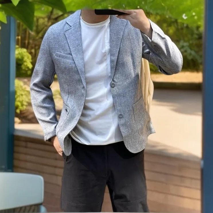 高端透气薄款两粒单排扣西服西装外套男士2025年秋季新款修身上衣