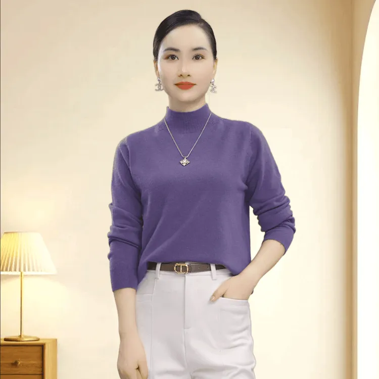 2025新品中高领女纯色套头毛衣新款潮牌装新款时尚新款潮牌女装