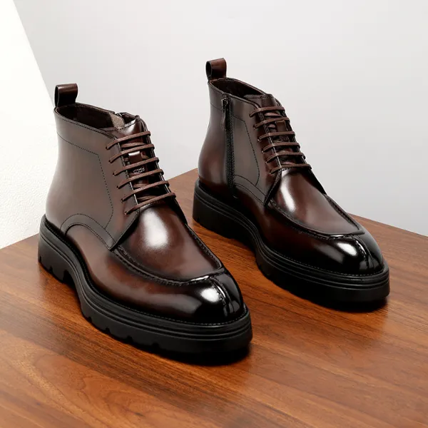 头层牛皮新款马丁靴男高帮英伦风真皮皮鞋潮流百搭厚底工装靴冬季
