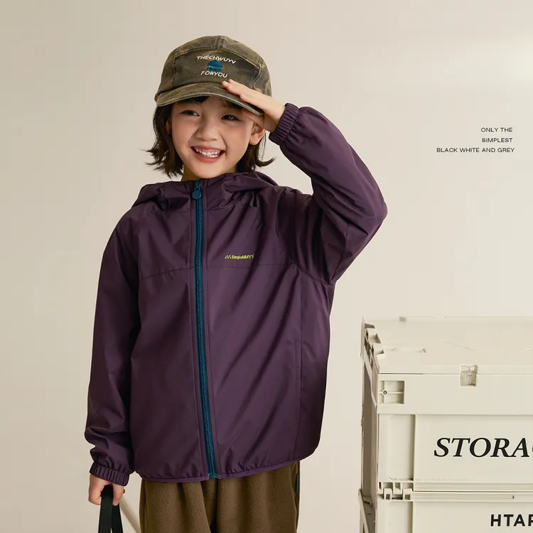 秋季童装外套秋冬新款撞色冲锋衣儿童防风保暖亲子连帽外套休闲风