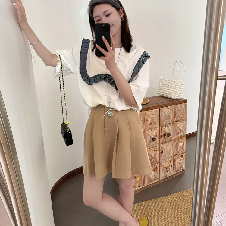 雷洛奇丽2025春夏新款时尚百搭显瘦圆领短袖T恤女宽松休闲8901