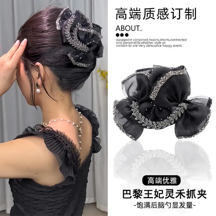 轻奢风高级感蝴蝶结抓夹麦穗发夹2025新款饱满后脑勺头发发夹子女