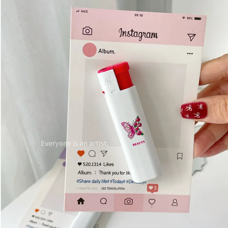 蝶吻蓝焰防爆金属直冲蓝焰打火机2025网红火爆款 高颜值防风 送礼