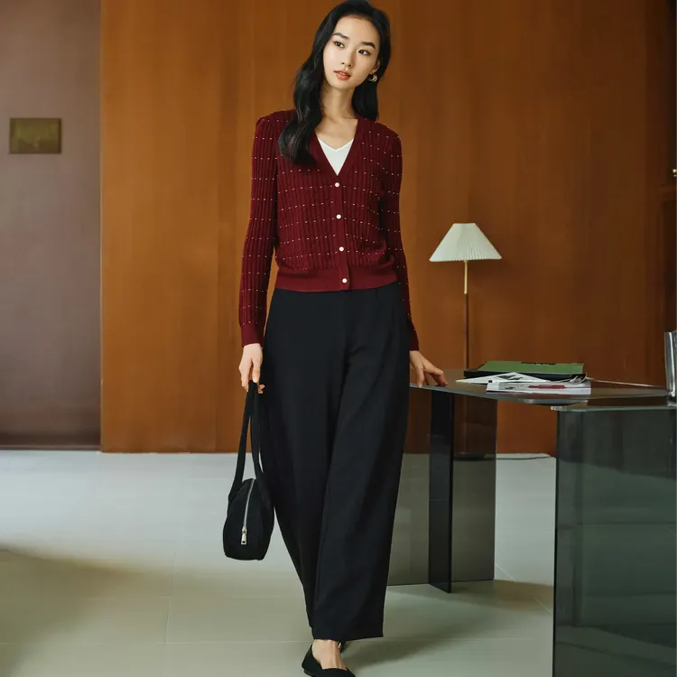 JZ玖姿JWFC31015商场同款安可拉红假两件羊毛针织衫女2025冬季