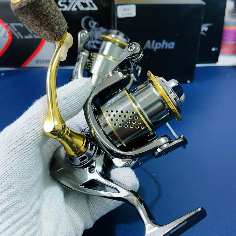 蓝咖微物远投全金属百孔无间隙防海水阿尔法纺车轮